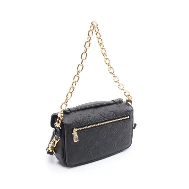 Louis Vuitton Handbag Monogram Leather Pochette Empreinte East Metis Black West